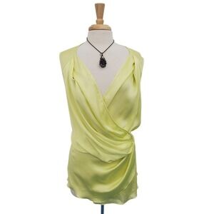 Melissa McCarthy Seven7 Womens 3X Lime Green Wrap V-Neck Sleeveless Blouse Top